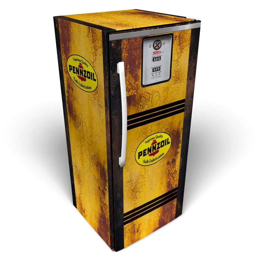 Rusty Pennzoil Pump Refrigerator Wrap